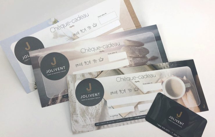 Design et impression des chèques-cadeaux Jolivent – Charte Créative